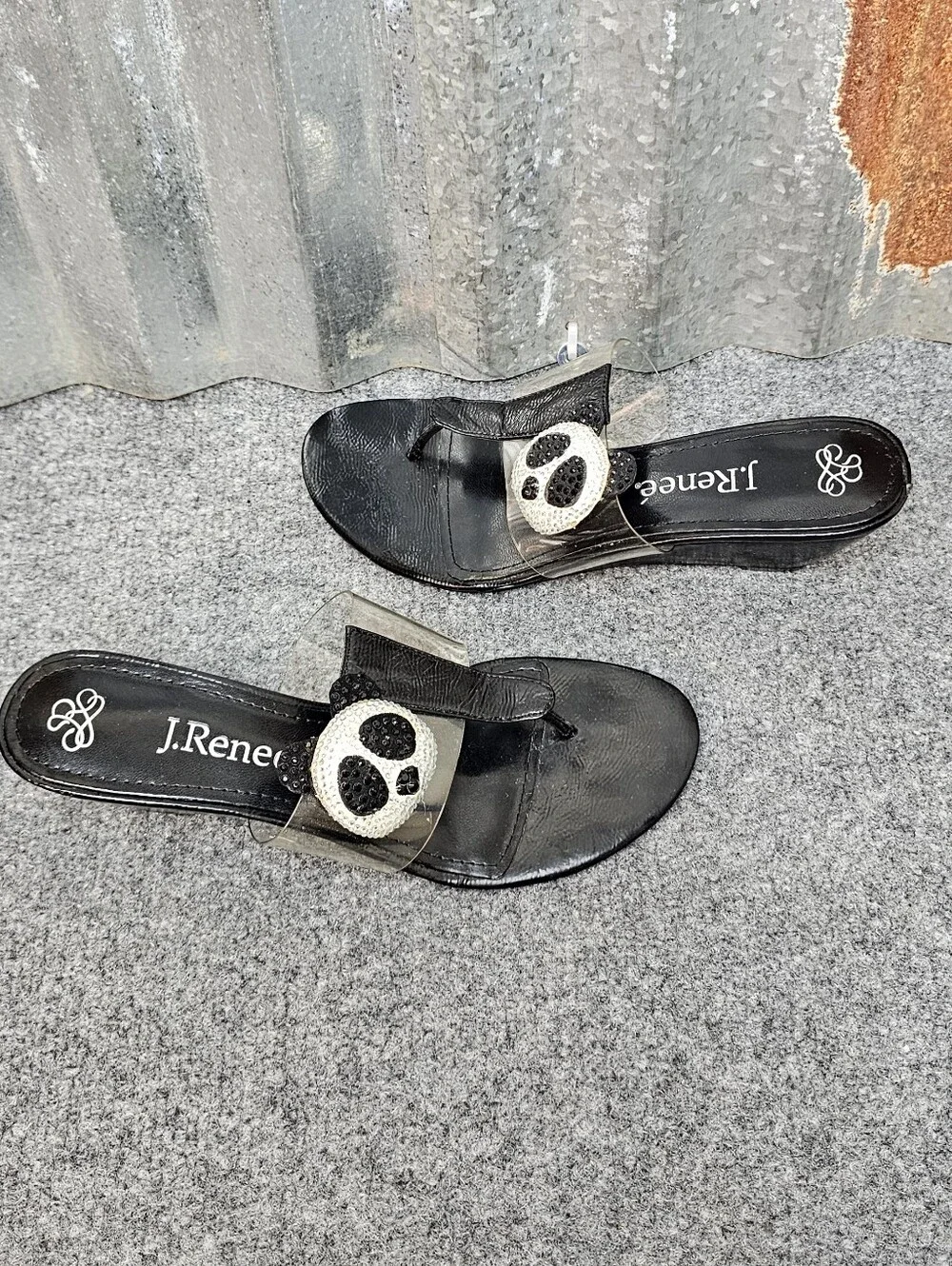 Rare Vintage J. Renee Sparkle Panda Jelly Sandals - Picture 4 of 8